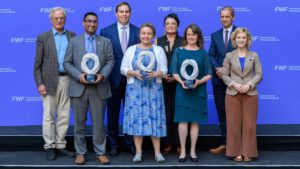 Photo of Katalin Barta receiving Zero Emissions Award